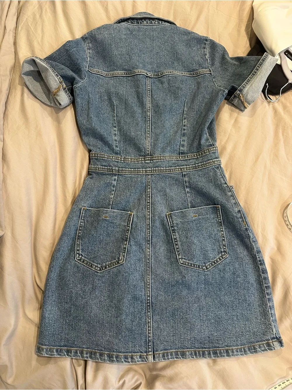 Zara Blue Denim Button-Front Mini Dress - Picture 10 of 10